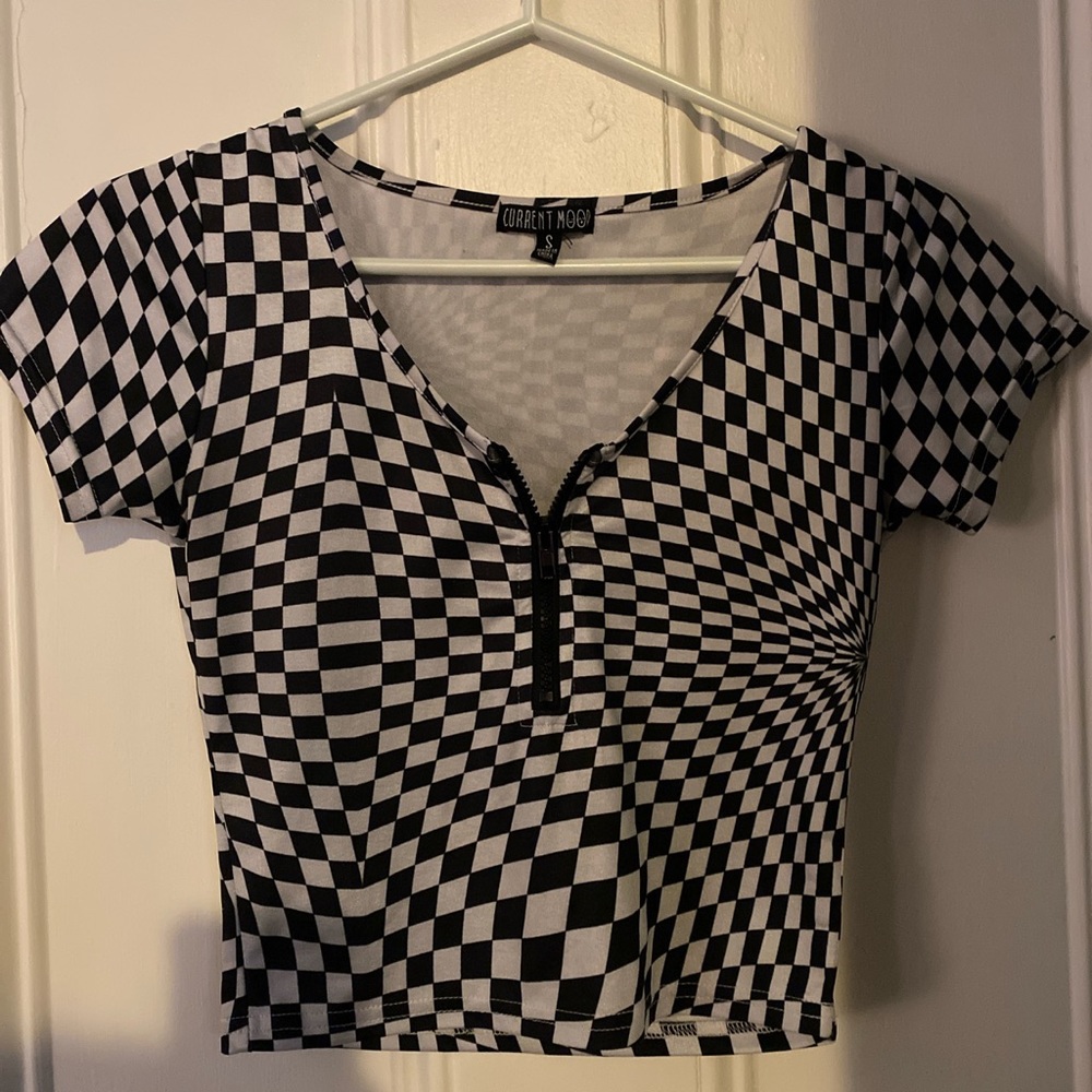 Current Mood trippy checkered crop top